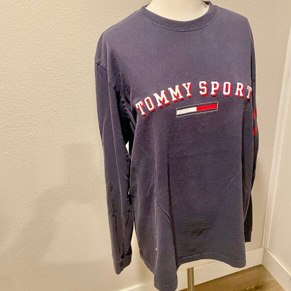 Men’s Tommy‎ Hilfiger Sport Long Sleeve T-Shirt – Navy Blue, Size Medium - Picture 3 of 4